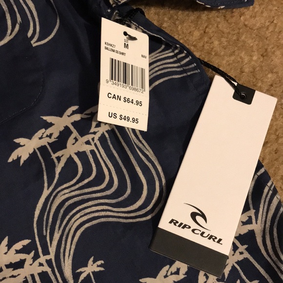 Rip curl kids short sleeved button up shirt w palm trees new - Picture 3 of 4